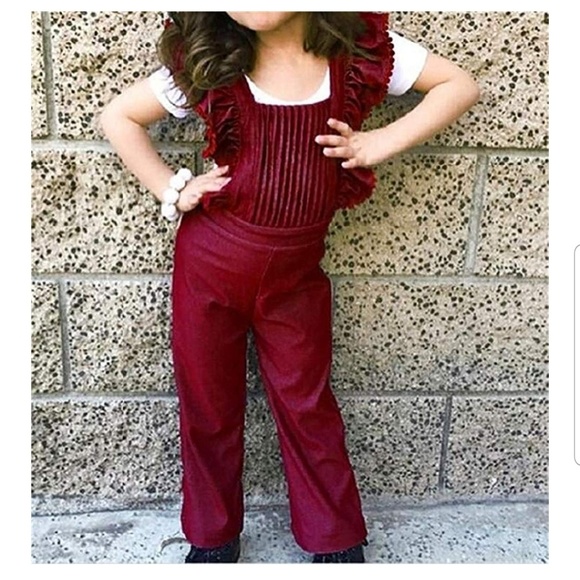 🔥SALE🔥 🆕️❣Girl's Velvet Jumpsuit in Red❣🆕️ - Picture 4 of 5